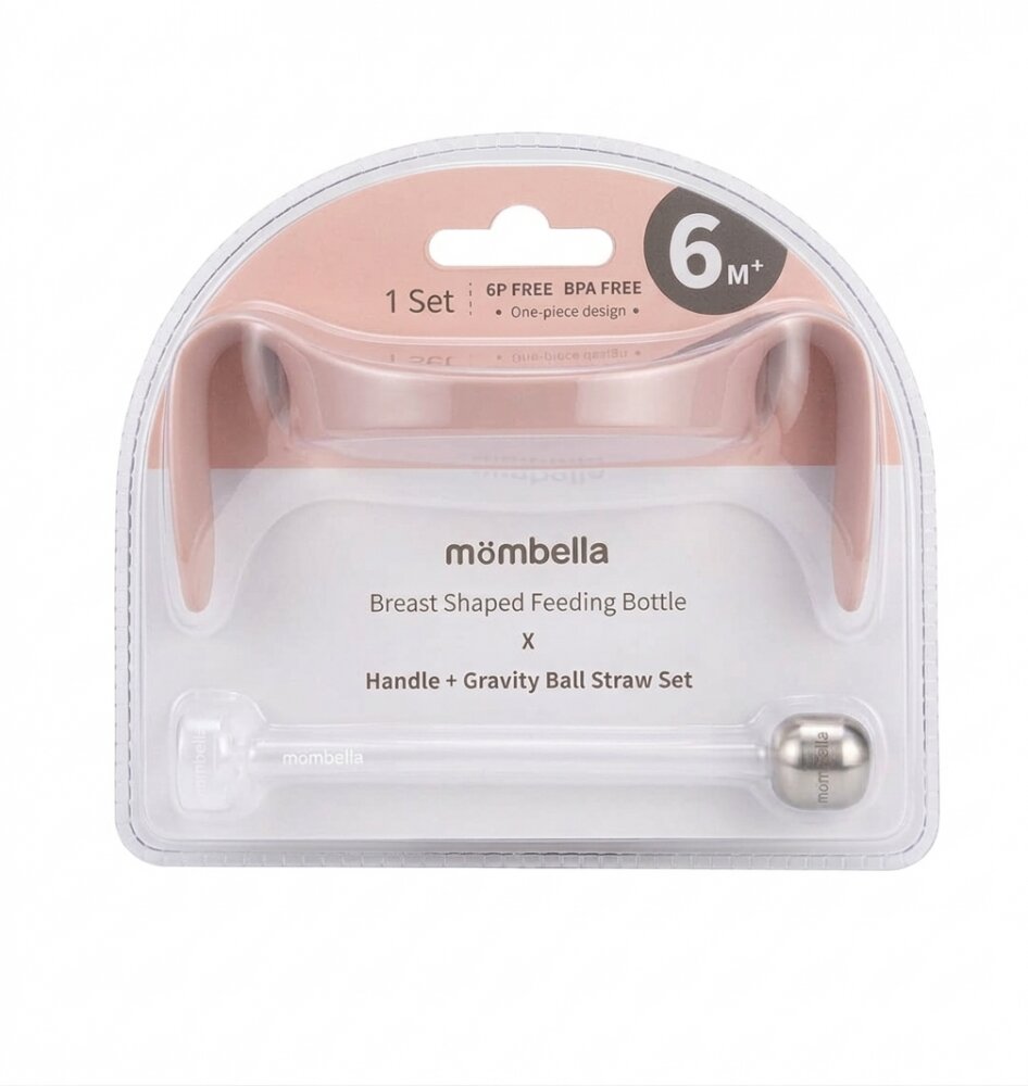 Mombella Maner ergonomic si pai pentru biberon 300 ml Breast Like Old Rose