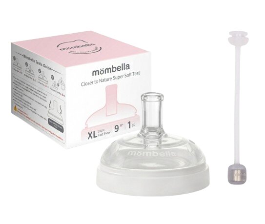 Mombella Tetina anti-colici cu pai Breast Like flux consistent XL Ivory