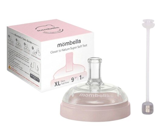 Mombella Tetina anti-colici cu pai Breast Like flux consistent XL Old Rose