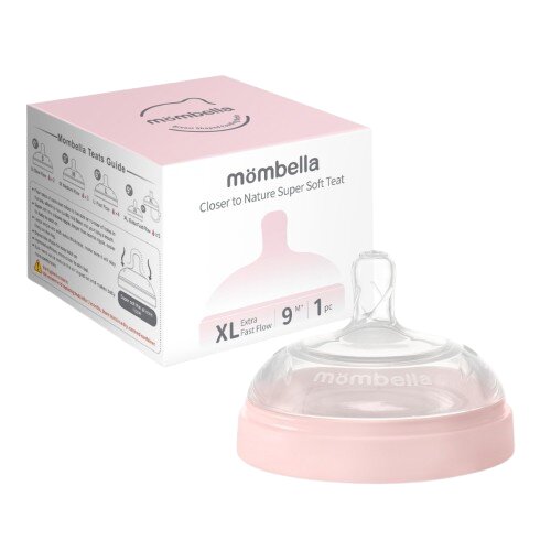 Mombella Tetina anti-colici din silicon Breast Like flux consistent XL Old Rose