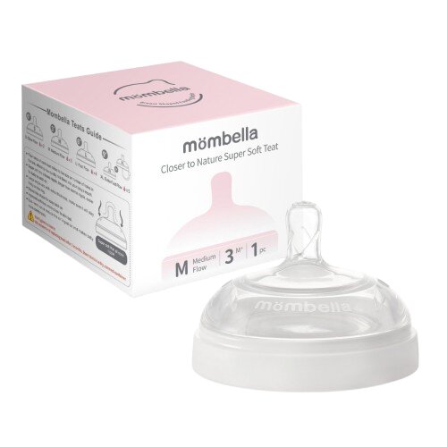 Mombella Tetina anti-colici din silicon Breast Like flux mediu M Ivory