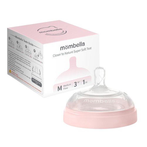 Mombella Tetina anti-colici din silicon Breast Like flux mediu M Old Rose
