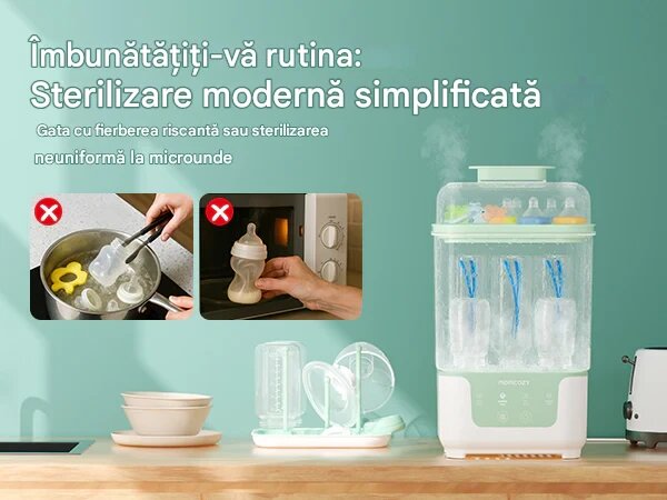 Momcozy Aparat sterilizator si uscator de biberoane compact 4in1
