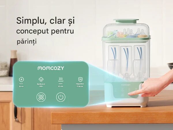 Momcozy Aparat sterilizator si uscator de biberoane compact 4in1