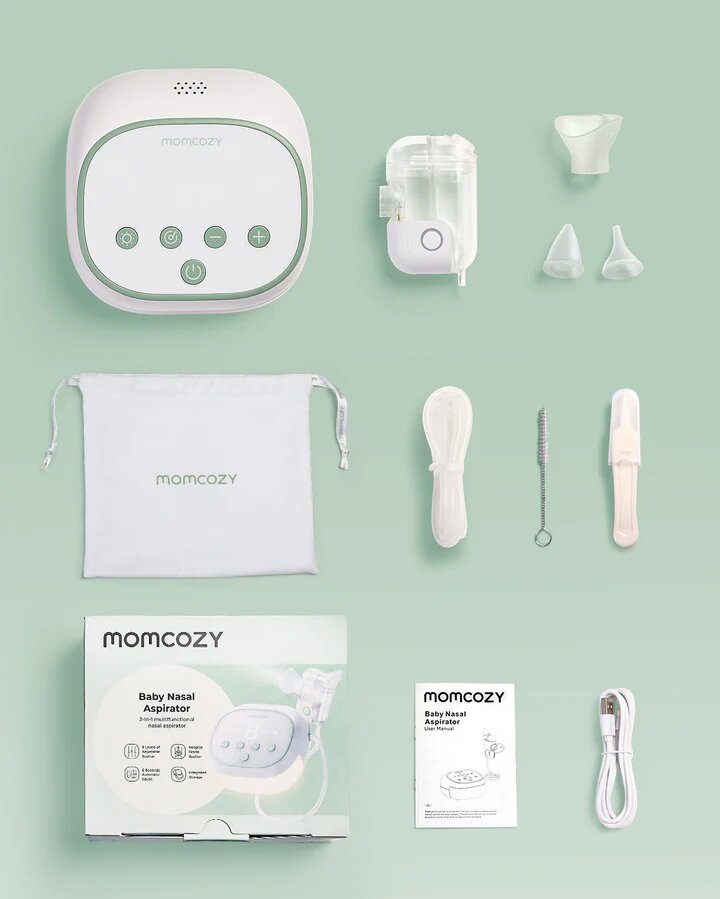 Momcozy Aspirator nazal electric BreezyClear Pro 2 in 1 pentru bebelusi cu functie difuzare pentru solutia salina
