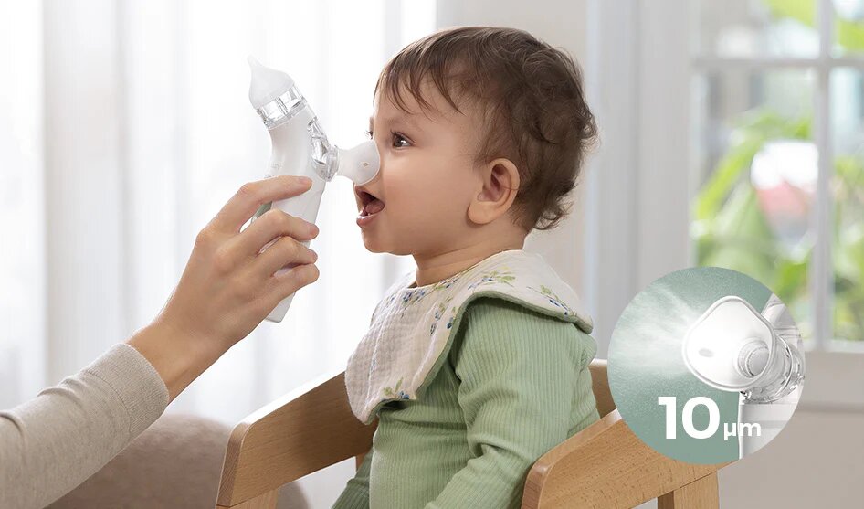 Momcozy Aspirator nazal electric cu lumini si sunete cu functie de spray pentru solutia salina BreezyClear