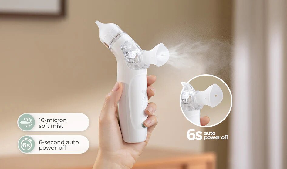 Momcozy Aspirator nazal electric cu lumini si sunete cu functie de spray pentru solutia salina BreezyClear