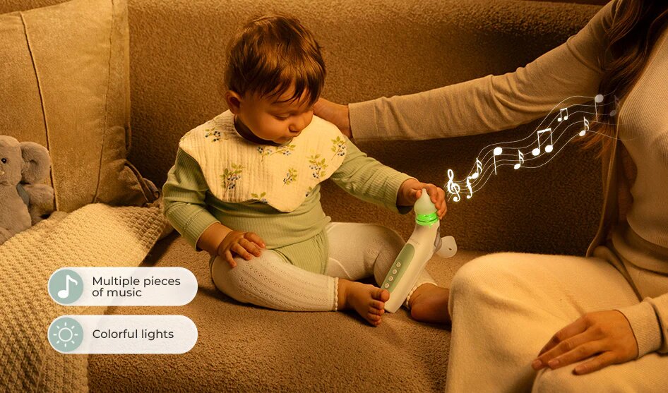 Momcozy Aspirator nazal electric cu lumini si sunete cu functie de spray pentru solutia salina BreezyClear