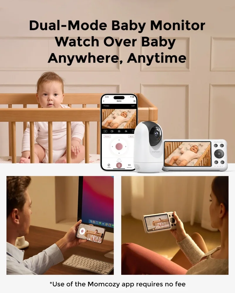 Momcozy Baby monitor audio video 5 Inch Dual mode Smart cu 2 camere incluse BM04