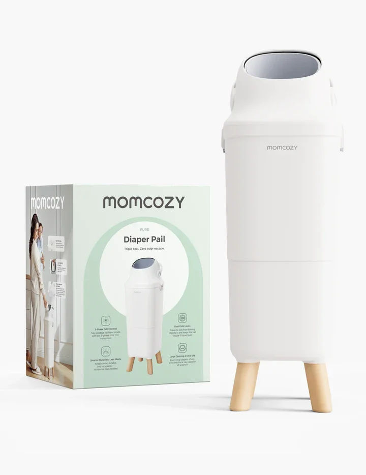 Momcozy Cos pentru scutece cu sistem patentat de etansare tripla Diaper Pail