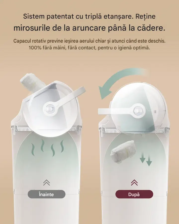 Momcozy Cos pentru scutece cu sistem patentat de etansare tripla Diaper Pail