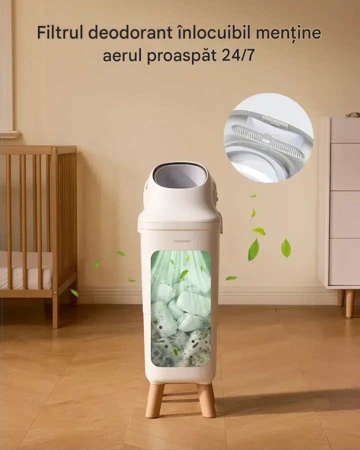 Momcozy Cos pentru scutece cu sistem patentat de etansare tripla Diaper Pail