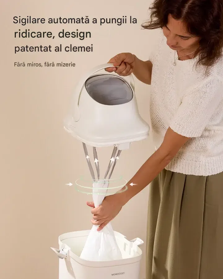 Momcozy Cos pentru scutece cu sistem patentat de etansare tripla Diaper Pail