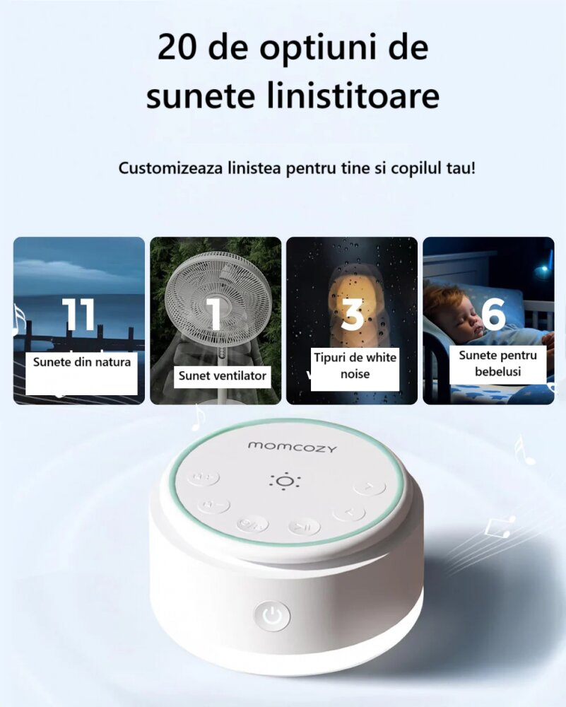 Momcozy Dispozitiv portabil cu acumulator si lumina White noise