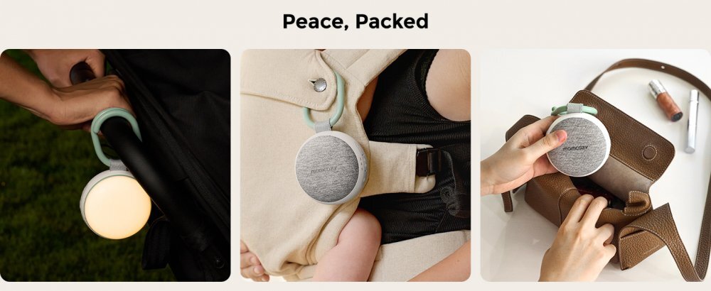 Momcozy Dispozitiv portabil cu acumulator si lumina White Noise 20 sunete si conectivitate Bluetooth
