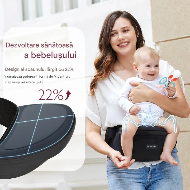 Momcozy Hip seat cu perna pentru sold cu suport lombar pentru parinti negru