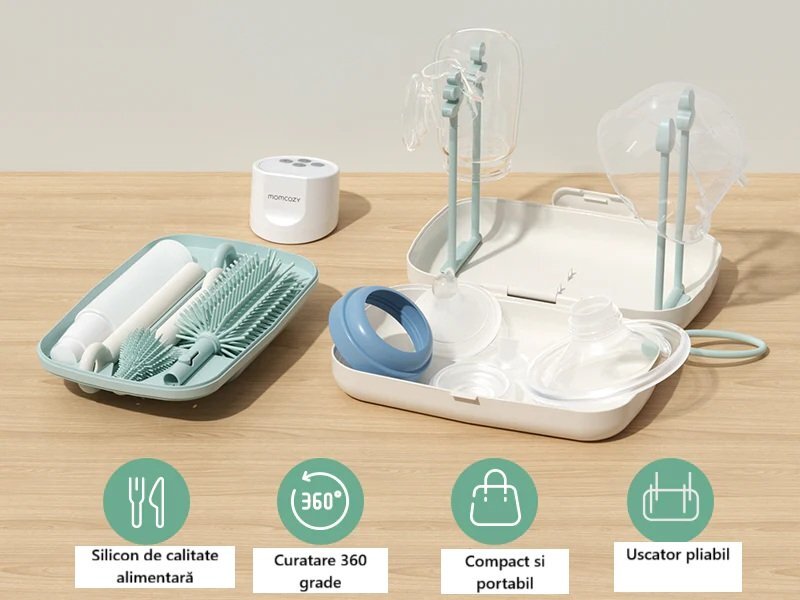 Momcozy Kit perii si uscator mobil 7 in 1 green