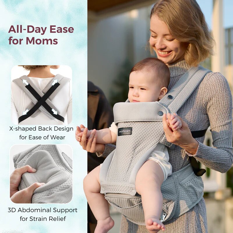 Momcozy Marsupiu 2 in 1 Hip Seat cu perna pentru sold negru