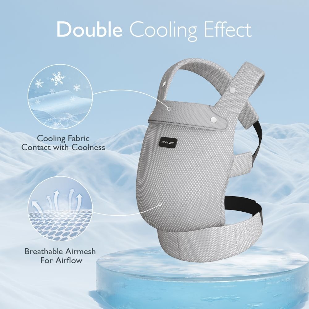 Momcozy Marsupiu ergonomic respirabil Light Grey Air Mesh 3-20 kg