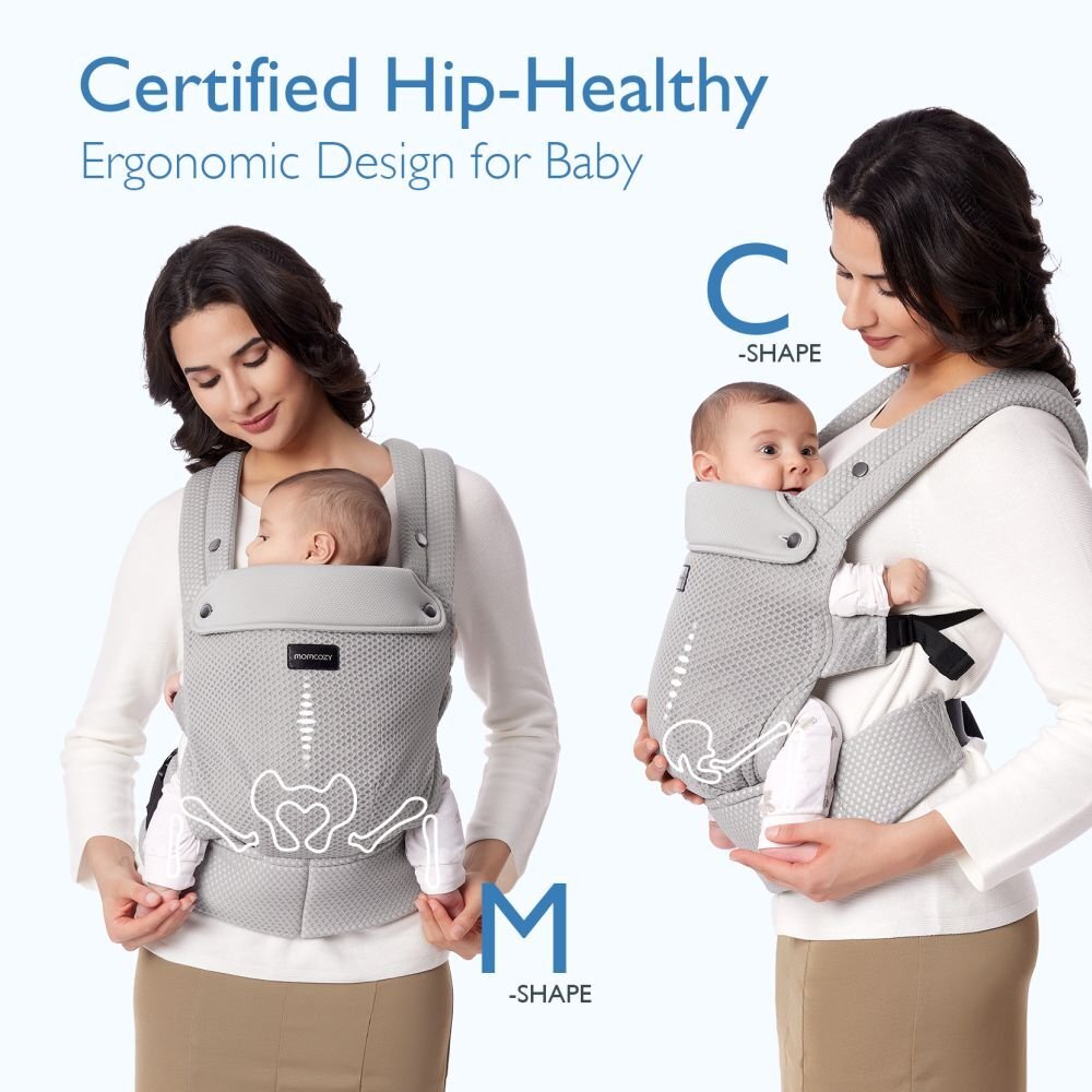 Momcozy Marsupiu ergonomic respirabil Light Grey Air Mesh 3-20 kg
