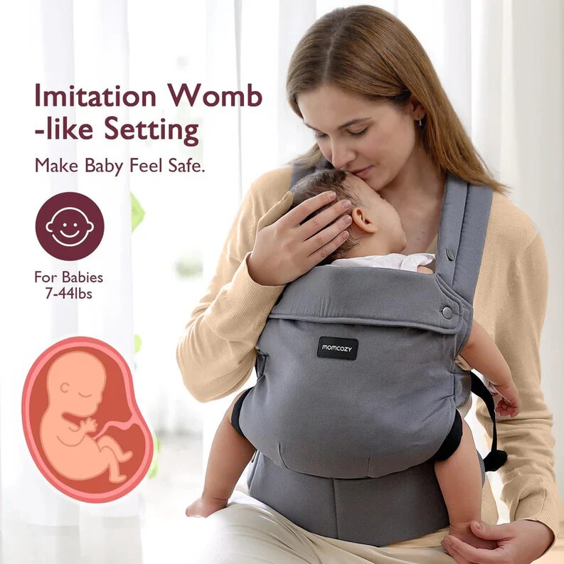 Momcozy Marsupiu ergonomic si usor PureHug Cozy Gri