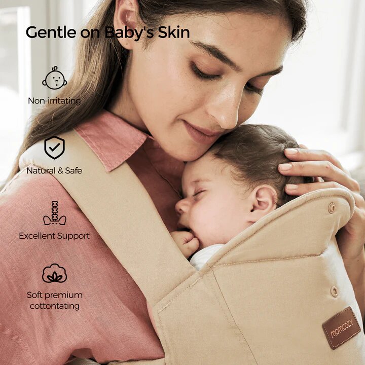Momcozy Marsupiu ergonomic WeeSnug pentru nou nascut bej