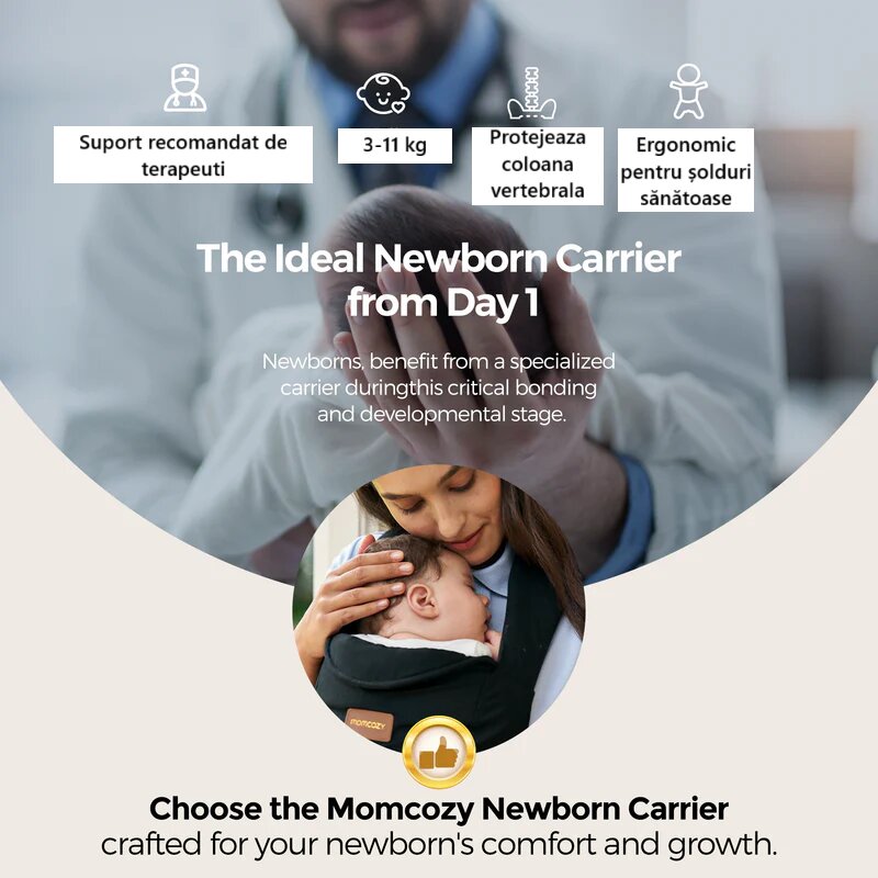 Momcozy Marsupiu ergonomic WeeSnug pentru nou nascut Negru