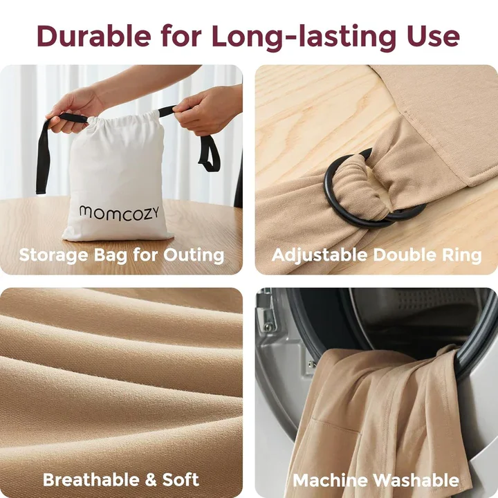 Momcozy Marsupiu ergonomic Wrap Sling cu suport pentru spate Babe Toddler Light Brown
