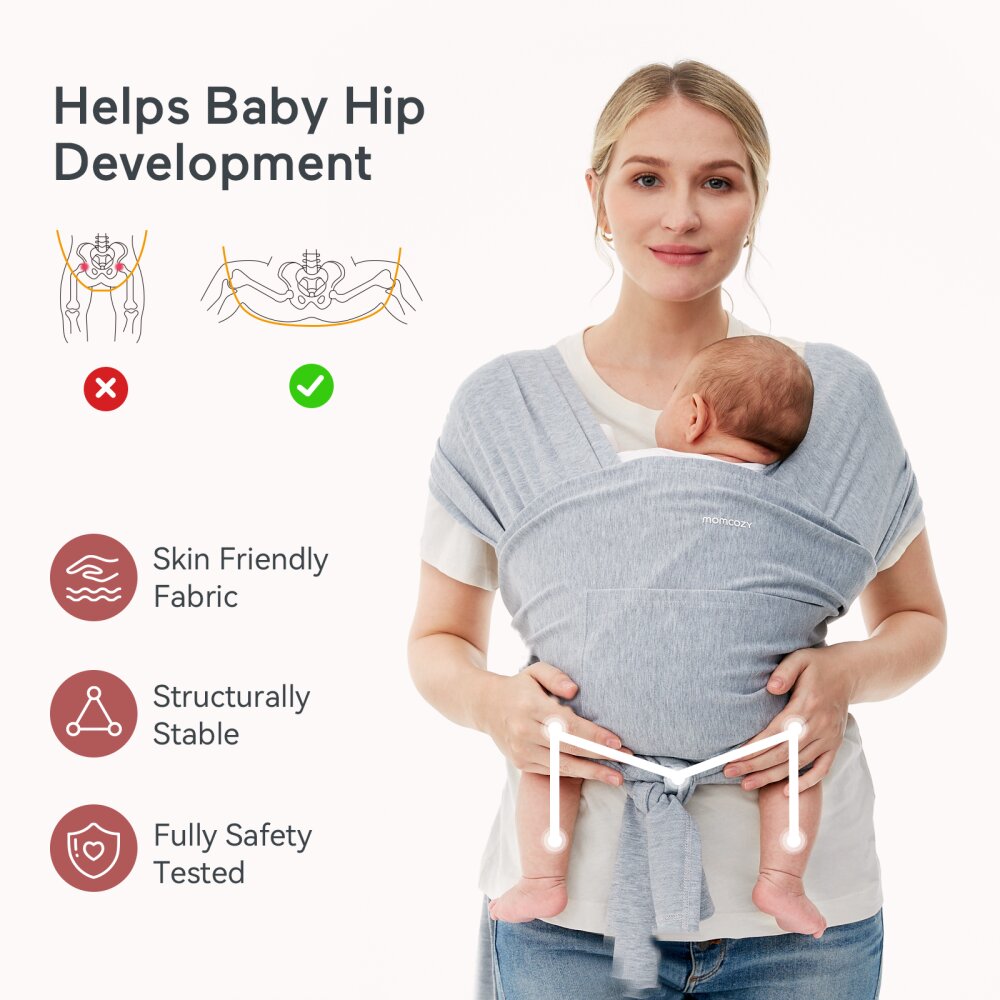 Momcozy Marsupiu ergonomic Wrap Sling cu suport pentru spate Babe Toddler Light Brown