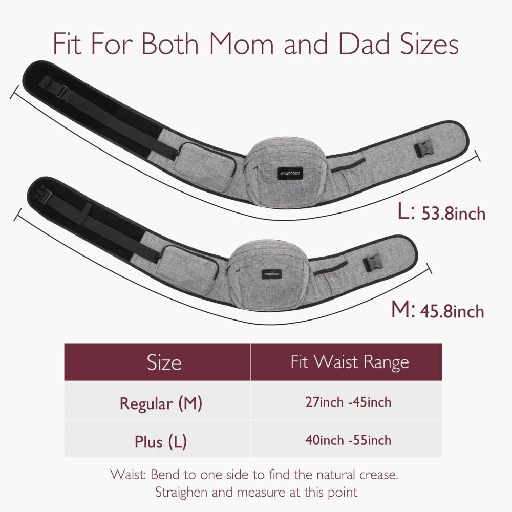 Momcozy Marsupiu tip sezut cu suport lombar pentru parinti M Grey