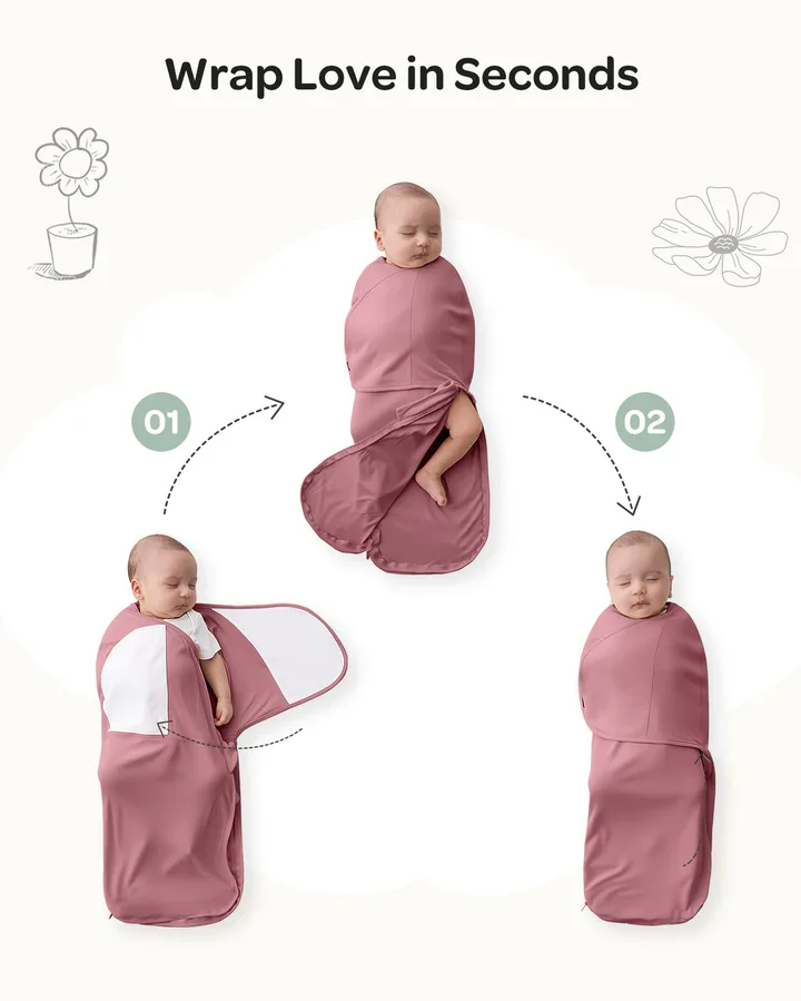Momcozy Pachet de 2 saculeti Swaddle 0-3 luni Bloom