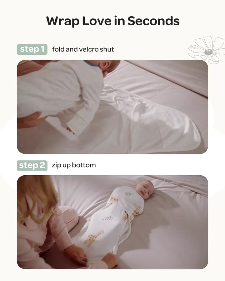 Momcozy Pachet de 2 saculeti Swaddle 0-3 luni Bloom