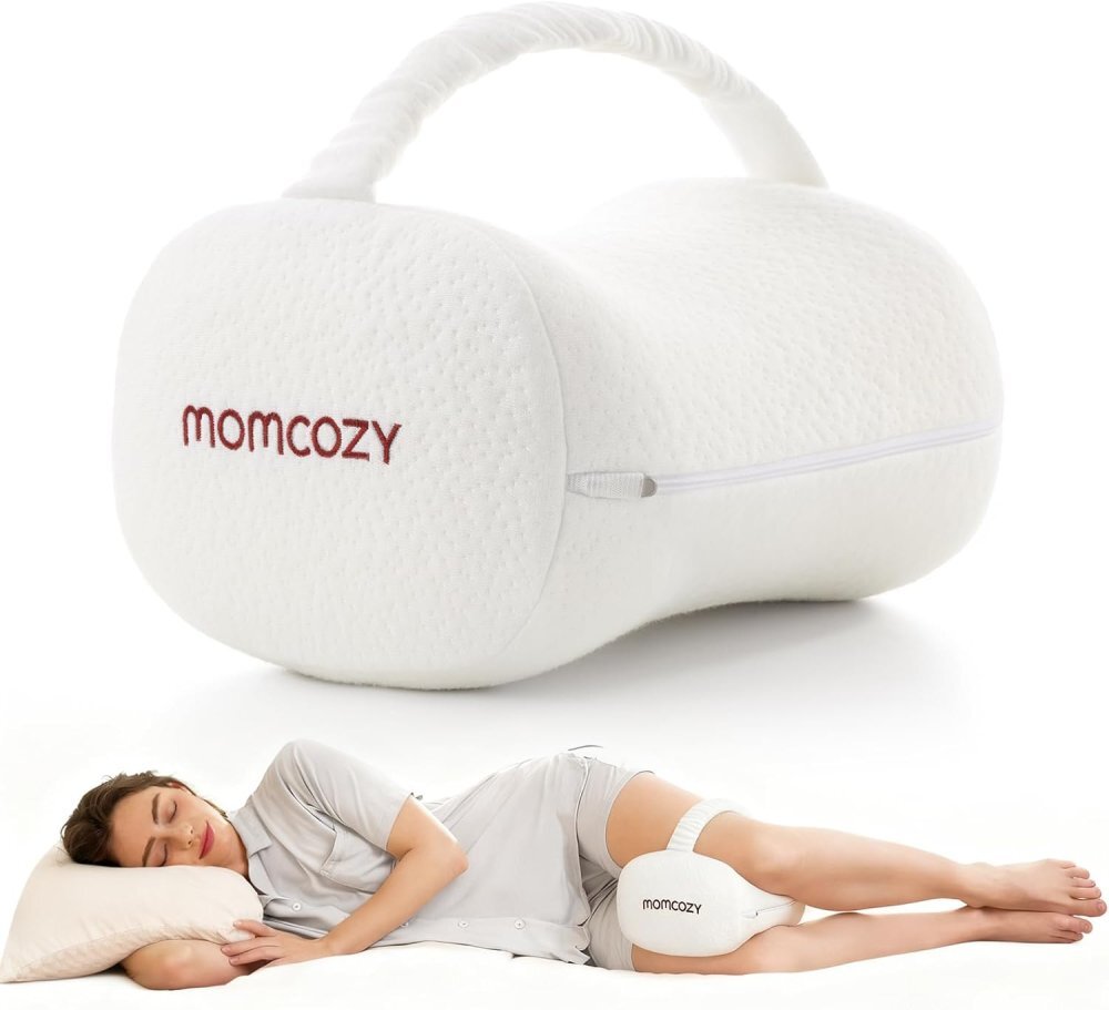 Momcozy Perna ergonomica pentru genunchi din spuma cu memorie curea elastica si reglabila M