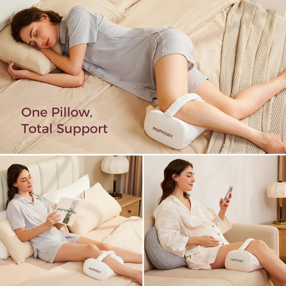 Momcozy Perna ergonomica pentru genunchi din spuma cu memorie curea elastica si reglabila M
