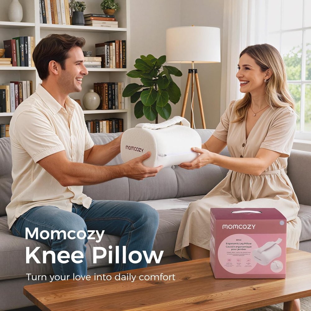 Momcozy Perna ergonomica pentru genunchi din spuma cu memorie curea elastica si reglabila M