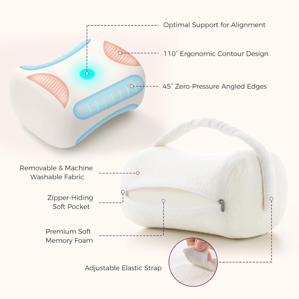 Momcozy Perna ergonomica pentru genunchi din spuma cu memorie curea elastica si reglabila M