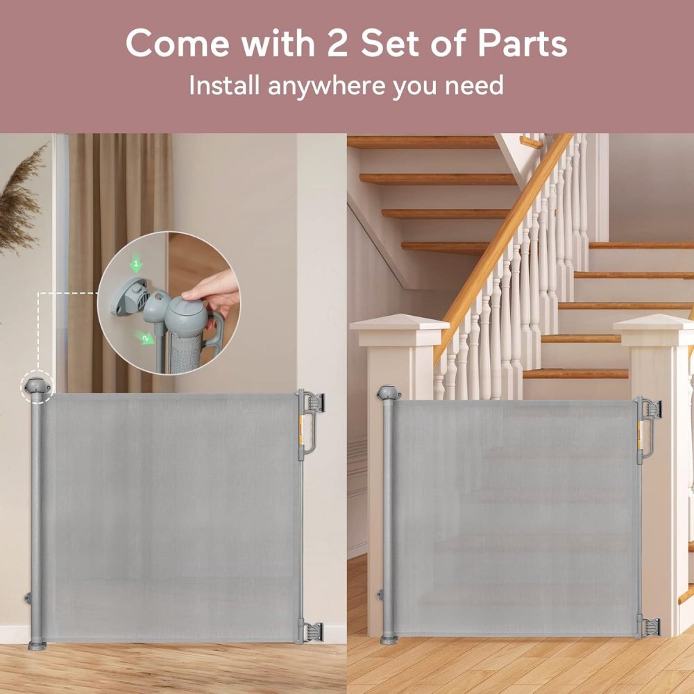 Momcozy Poarta de siguranta retractabila pentru scari gri