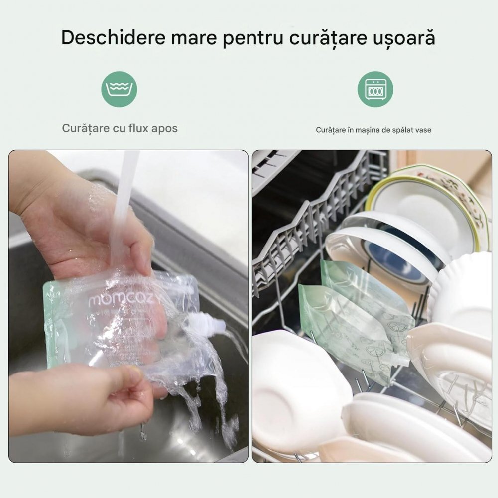 Momcozy Pungi reutilizabile pentru alimente fara BPA 150 ml
