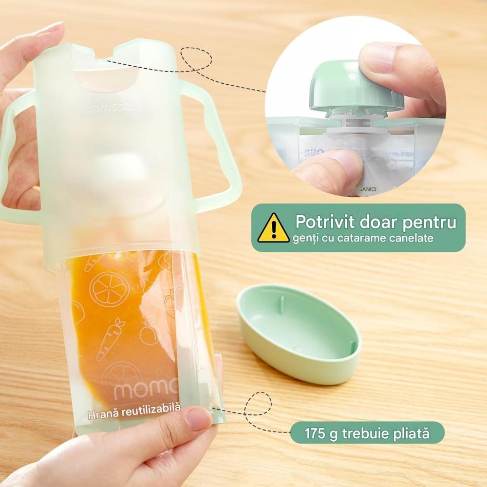 Momcozy Pungi reutilizabile pentru alimente fara BPA Pink