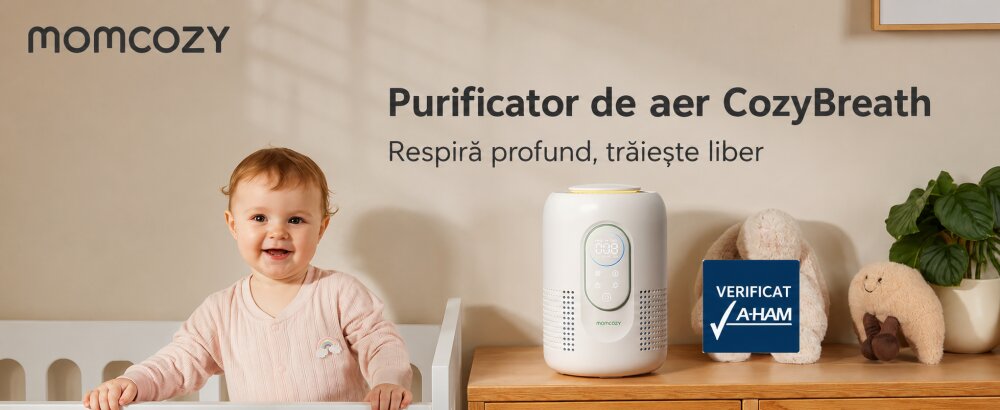 Momcozy Purificator de aer CozyBreath Baby Air cu filtru de carbon si lumina dimabila