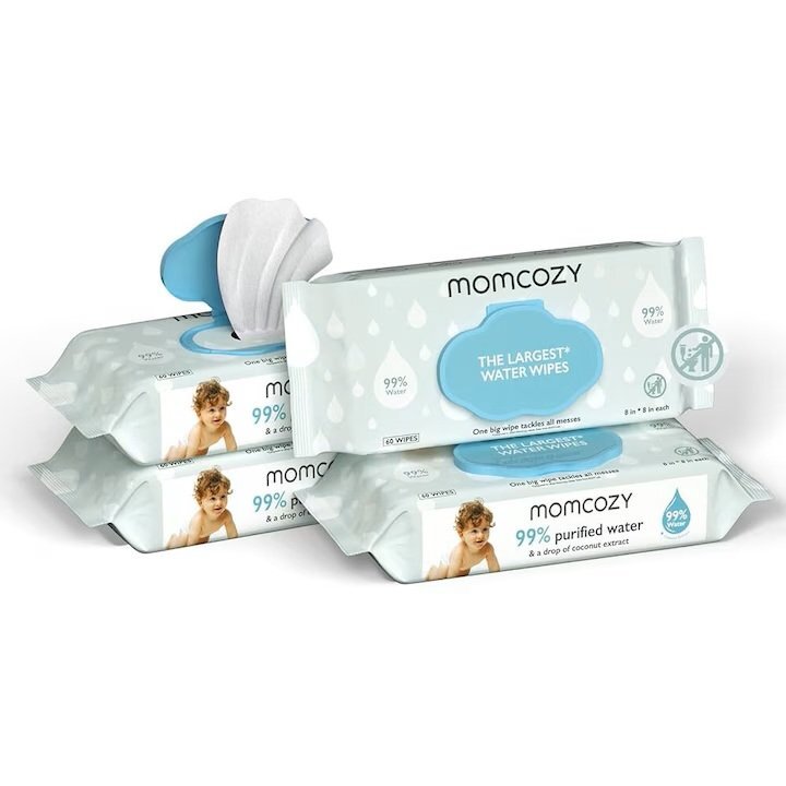 Momcozy Servetele umede hipoalergenice fara parfum pe baza de apa 60 bucati