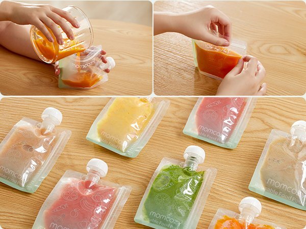 Momcozy Set 10 pungi alimentare reutilizabile 200 ml