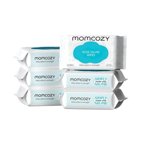Momcozy Set 6 pachete de servetele umede pentru nasul bebelusilor cu solutie salina