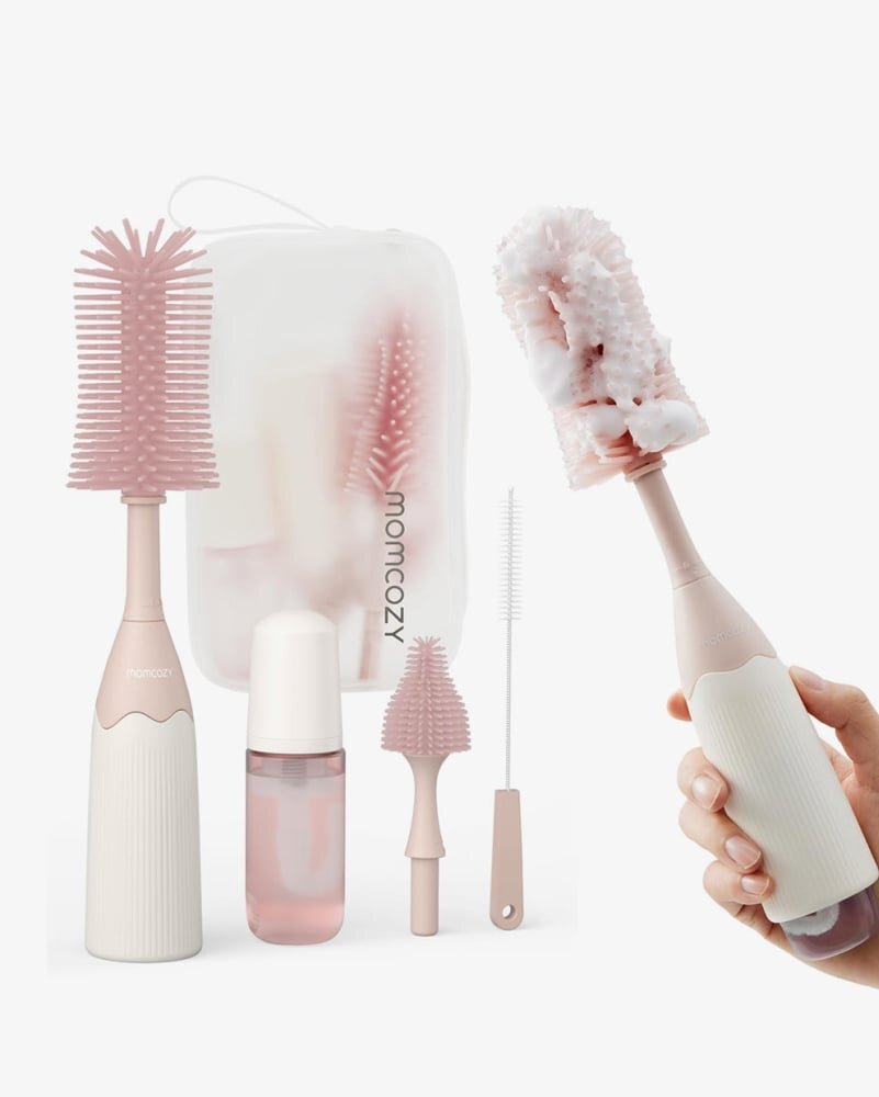 Momcozy Set curatare biberoane cu spuma 360 Push-Press Pink