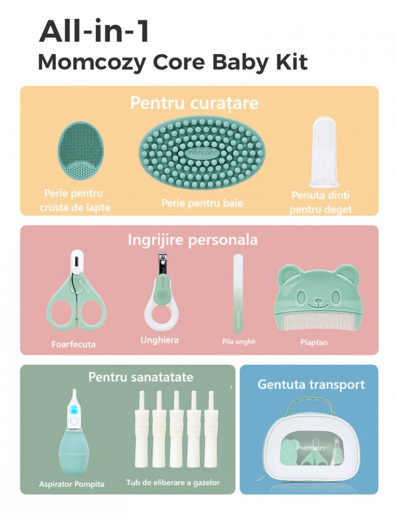 Momcozy Set ingrijire nou nascut Baby 14 piese All in 1 core Baby Kit