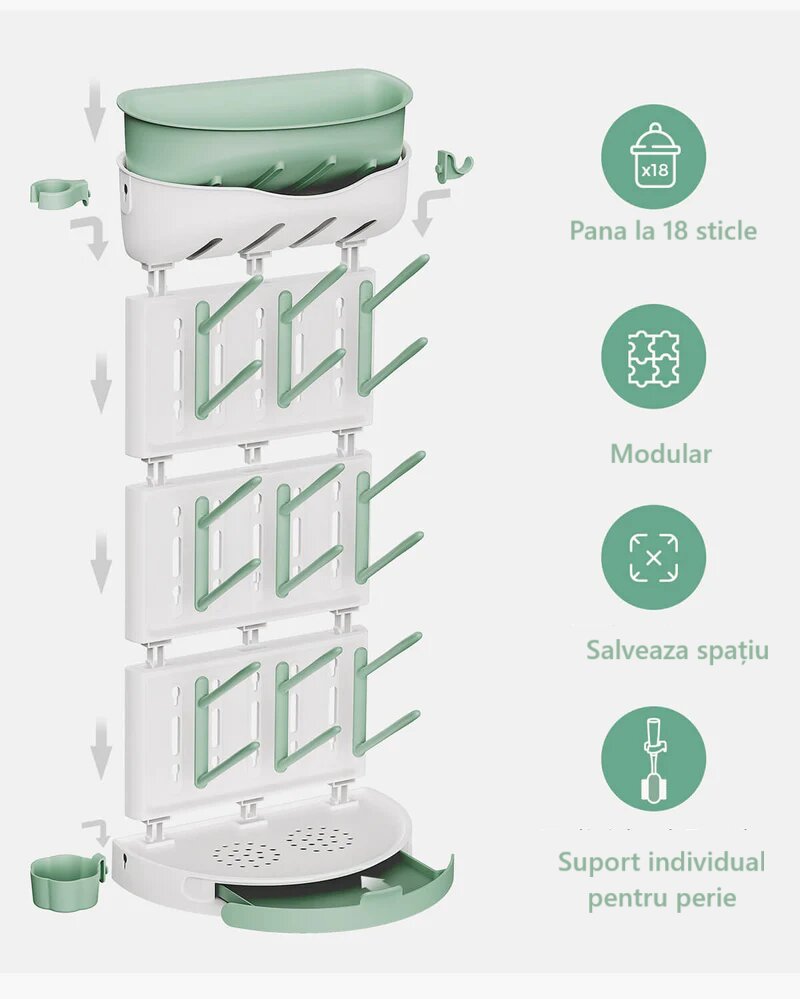 Momcozy Suport vertical pentru uscare biberoane premium pentru 18 biberoane si accesorii de alaptare
