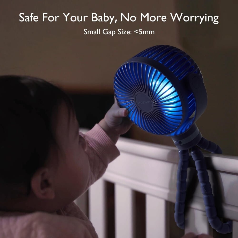 Momcozy Ventilator cu rotire 360 grade multifunctional portabil pentru carucior mov