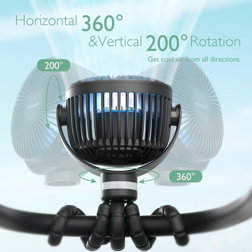 Momcozy Ventilator portabil pentru carucior black