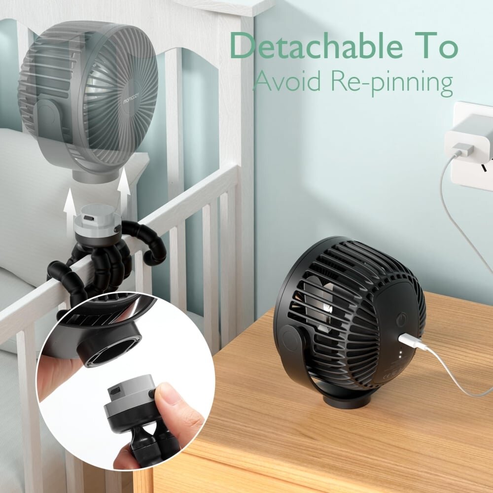 Momcozy Ventilator portabil pentru carucior black