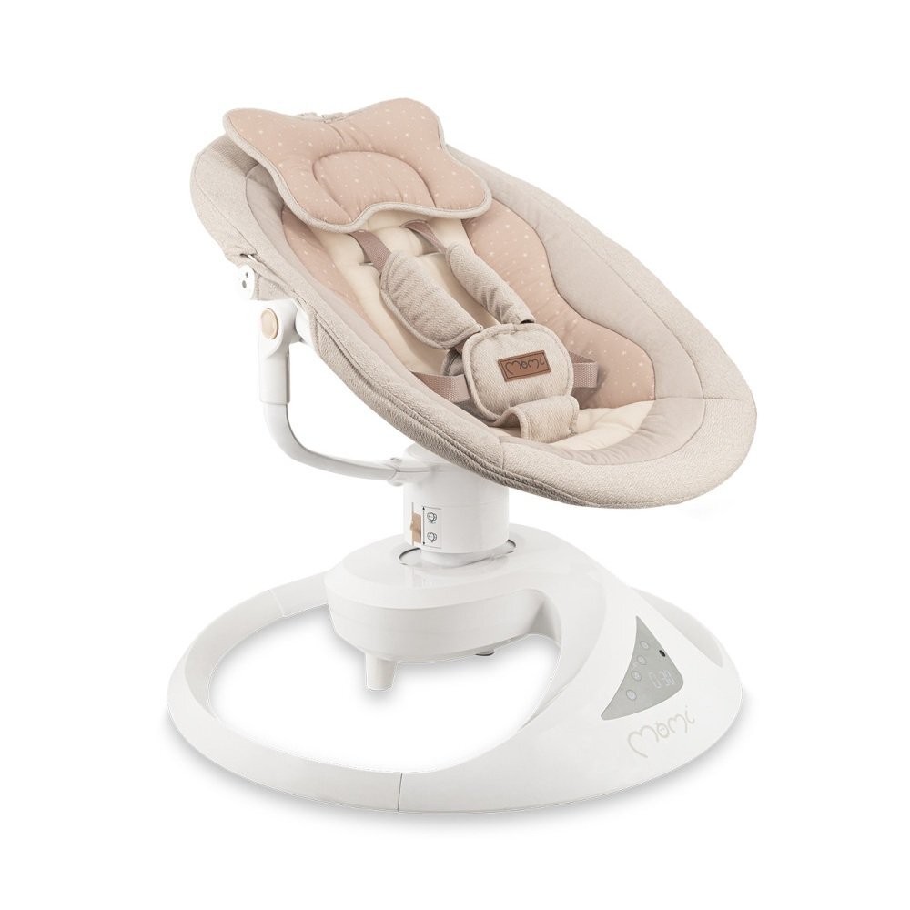 Momi Balansoar electric pentru bebelusi Pearl Beige cu sezut rotativ 360 grade